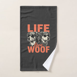 Life Love Woof Dog Lover Hand Towel