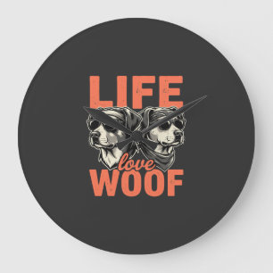 Life Love Woof Dog Lover Large Clock