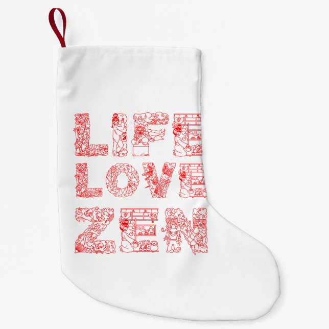 Life, Love, Zen Small Christmas Stocking (Front)