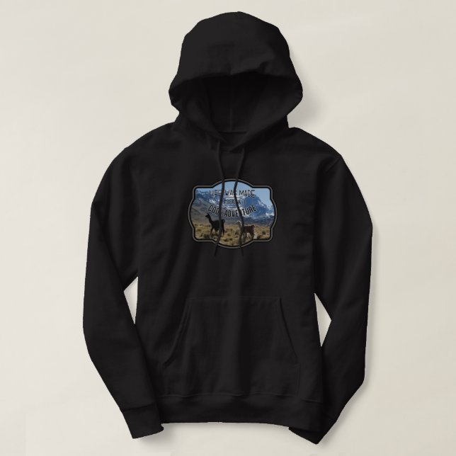 Life Made for a Cool Adventure - Llama Quote Hoodie (Design Front)