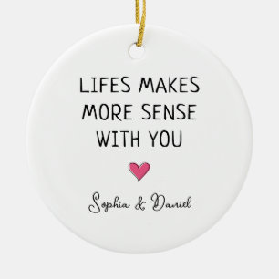 Life Makes More Sense With You Personalised Couple Ceramic Tree Decoration