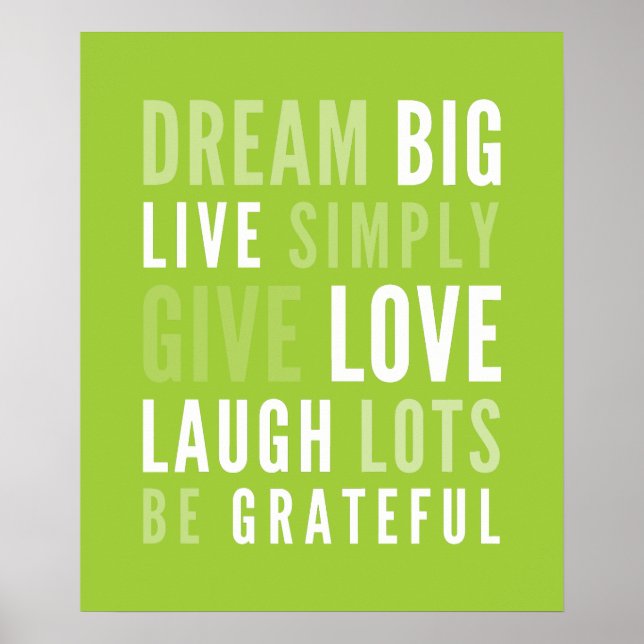 LIFE MANTRA positive modern typography lime green Poster (Front)