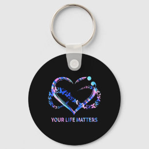 Life Matters Awareness Butterflies Heart Design Key Ring
