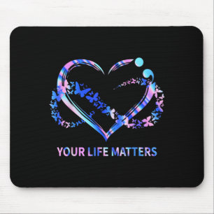 Life Matters Awareness Butterflies Heart Design Mouse Mat
