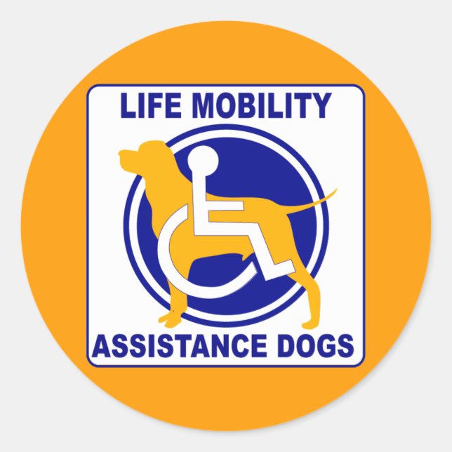 LIFE MOBILITY ASSISTANCE DOGS CLASSIC ROUND STICKER (Front)