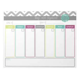 Life. More Organised.  Weekly Calendar Notepad