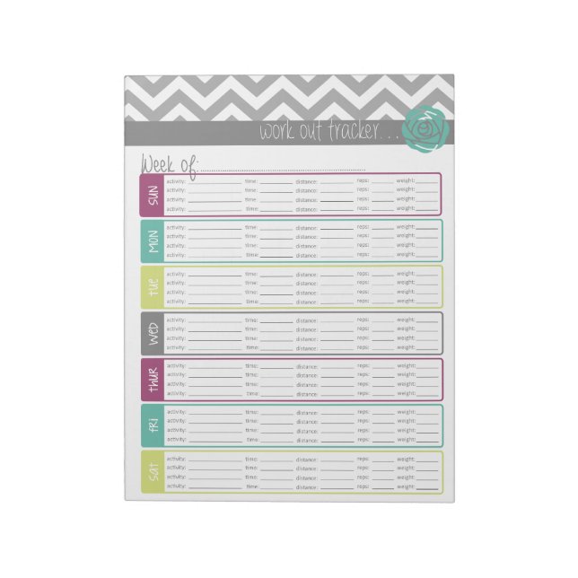 Life. More Organised. Workout Tracker Notepad (Rotated)