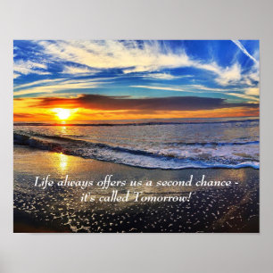 Life Ocean Sunrise Inspirational Motivation Quote Poster