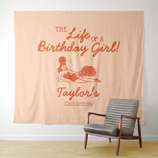Life of a Birthday Girl Party Backdrop Tapestry (In Situ (Horizontal))