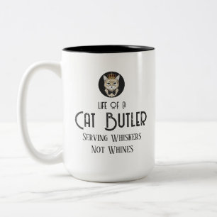 Life of a Cat Butler Funny Cat Dad T-Shirt Two-Tone Coffee Mug