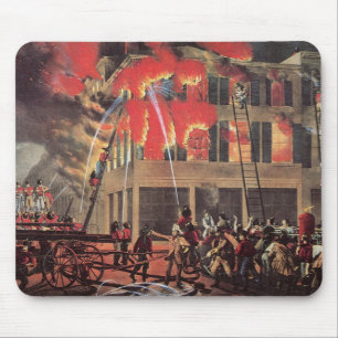 Life of a Fireman, Vintage Business Firemen Fire Mouse Mat