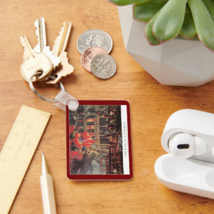 Life of a Fireman, Vintage Firemen Fighting a Fire Key Ring