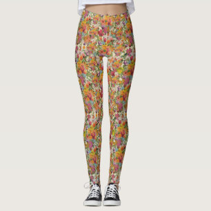 Life of flowers vivid floral pattern design leggings