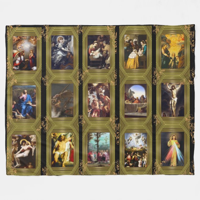 Life of Jesus Christ Fleece Blanket (Front (Horizontal))