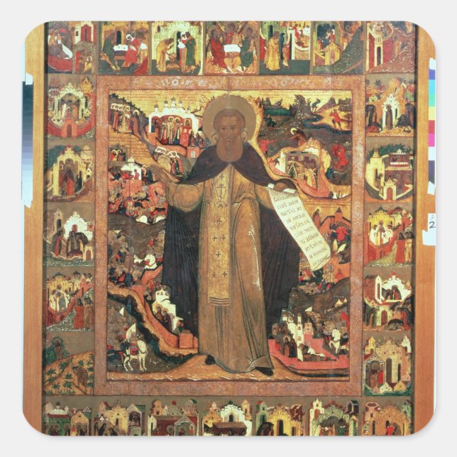 Life of St. Sergius of Radonesh, 1640s Square Sticker (Front)