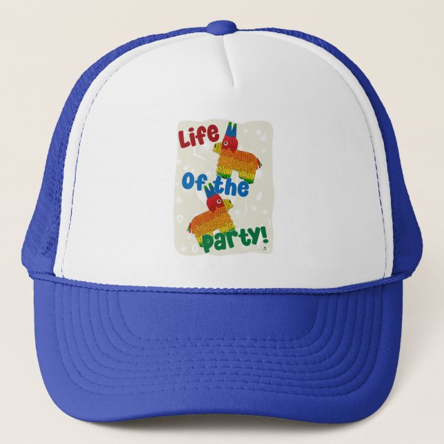 Life Of The Party Funny Birthday Pinata Cartoon  Trucker Hat (Front)