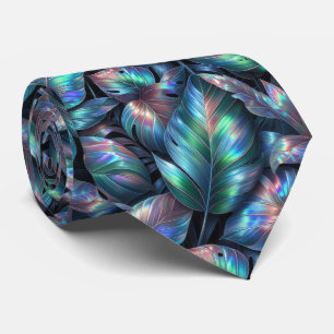 Life of the Party Neck Tie   Opal Tropical Leaves