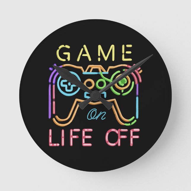Life off Neon Strips Round Clock (Front)