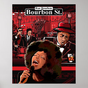 Life on Bourbon Street 16x20 Poster, Music Themed Poster