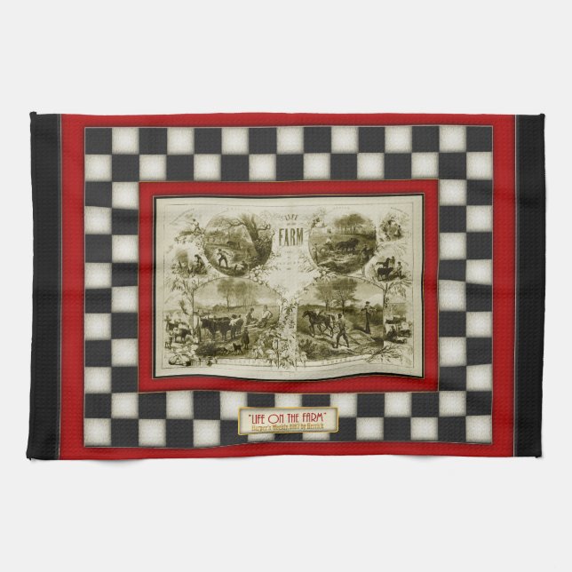 Life on the Farm Country Chequerboard Tea Towel (Horizontal)