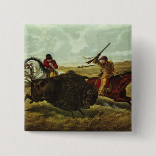 Life on the Prairie - the Buffalo Hunt, 1862 15 Cm Square Badge