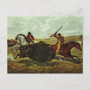 Life on the Prairie - the Buffalo Hunt, 1862 Postcard