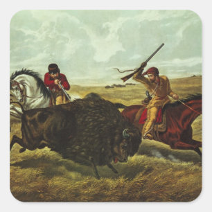 Life on the Prairie - the Buffalo Hunt, 1862 Square Sticker