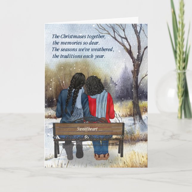 Life Partner African American Lesbian Couple Holiday Card (Front)