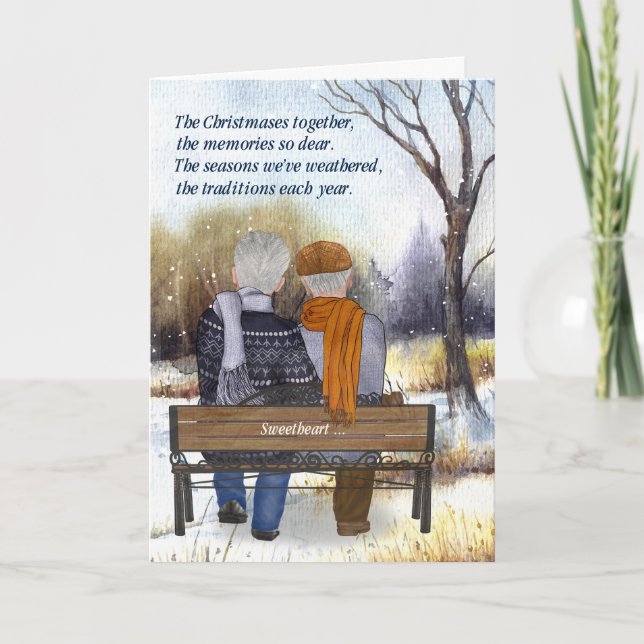 Life Partner Christmas Senior Gay Couple Winter Holiday Card (Front)
