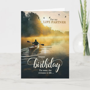 Life Partner on His Birthday Kayak on the Lake Card