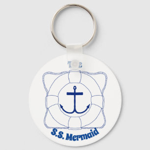 Life Preserver and Anchor Key Chain (Dark Print)