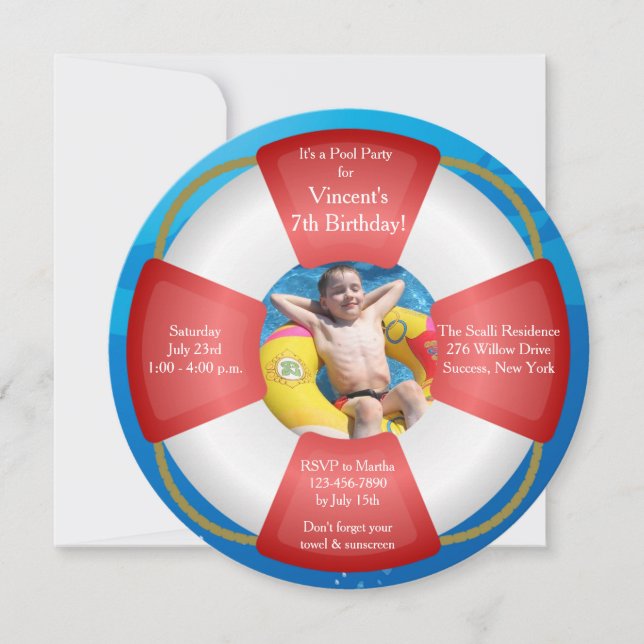 Life Preserver Photo Invitation (Front)