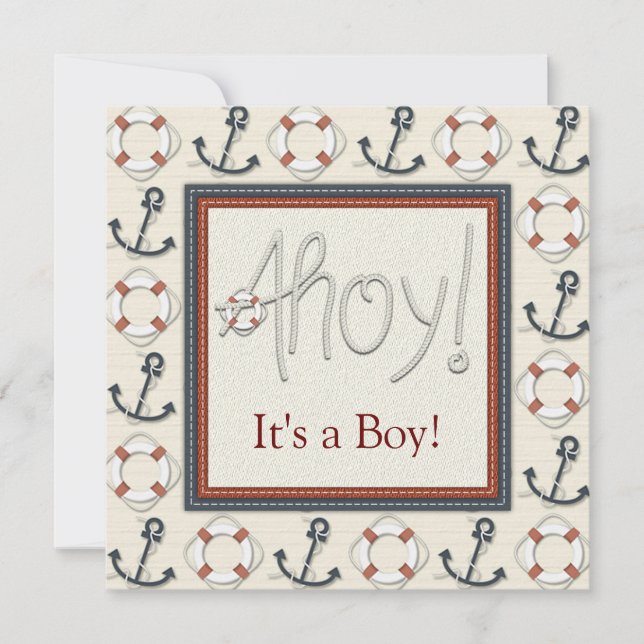 Life Ring Anchor Boys Nautical Baby Shower Invitation (Front)