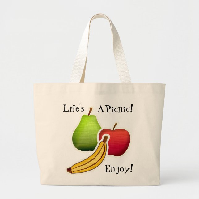Life’s A Picnic! Large Tote Bag (Front)