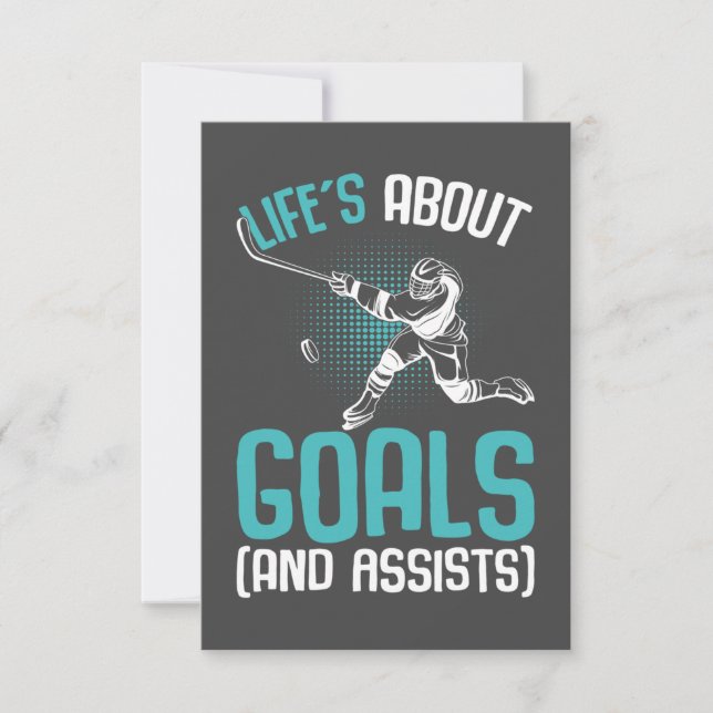 Life´s About Goals Hockey Player Ice Hockey Youth Thank You Card (Front)