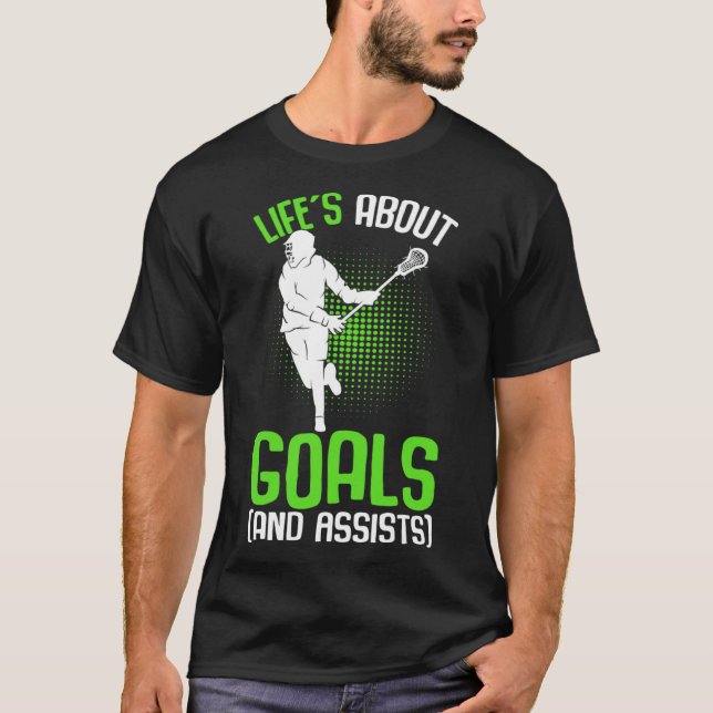 Life´s About Goals Lacrosse Player Youth Men Boys  T-Shirt (Front)