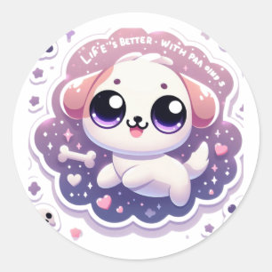 Life’s Better with Paw Kawaii Puppy Craft Sticker