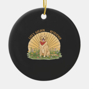 Life�s Golden with a Retriever Cute -Golden design Ceramic Tree Decoration