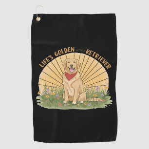 Life’s Golden with a Retriever Cute -Golden design Golf Towel