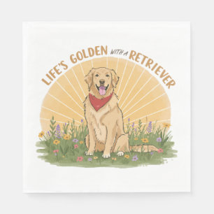 Life’s Golden with a Retriever Cute -Golden design Napkin