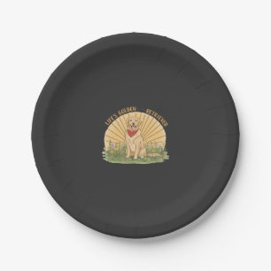 Life�s Golden with a Retriever Cute -Golden design Paper Plate