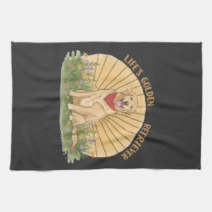 Life�s Golden with a Retriever Cute -Golden design Tea Towel