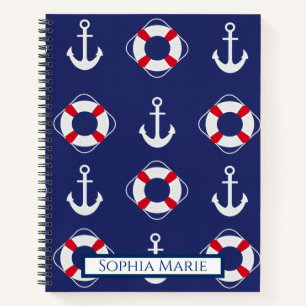 Life Savers & Anchors Nautical Pattern Notebook