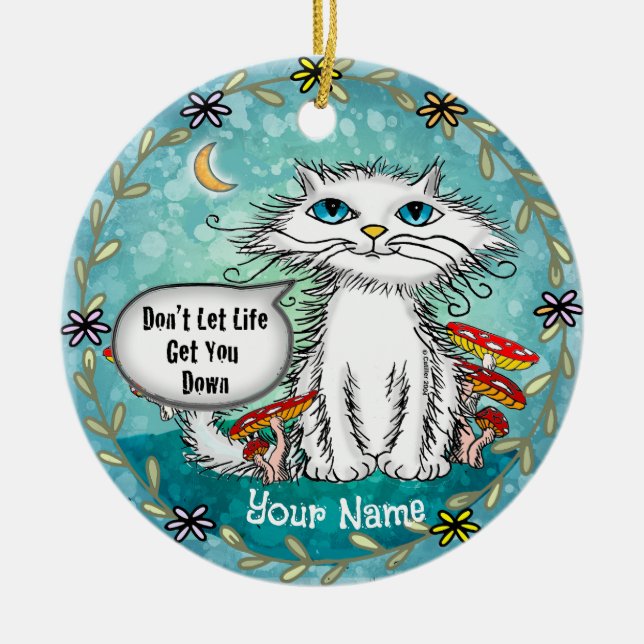 Life Scraggles Cat  Ceramic Tree Decoration (Front)