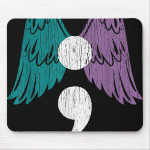 Life Semicolon Wings Suicide Awareness Mental Heal Mouse Mat
