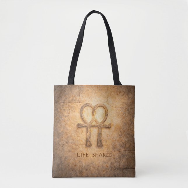 Life Shared Ankh Valentine Egyptian Love Symbol Tote Bag (Front)