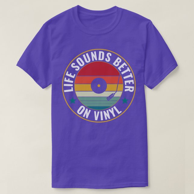 Life Sounds Better on Vinyl Retro LP funny Record T-Shirt (Design Front)