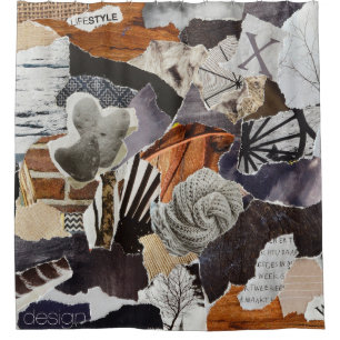 life style Atmosphere color grey, brown, black and Shower Curtain