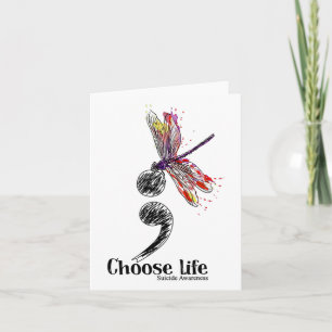 Life Suicide Awareness Colourful Dragonfly Card