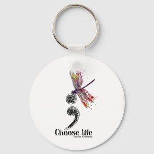 Life Suicide Awareness Colourful Dragonfly Key Ring